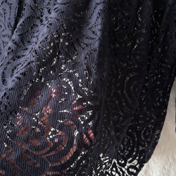 LOFT Midnight Navy Blue Lace Blouse - Picture 5 of 10
